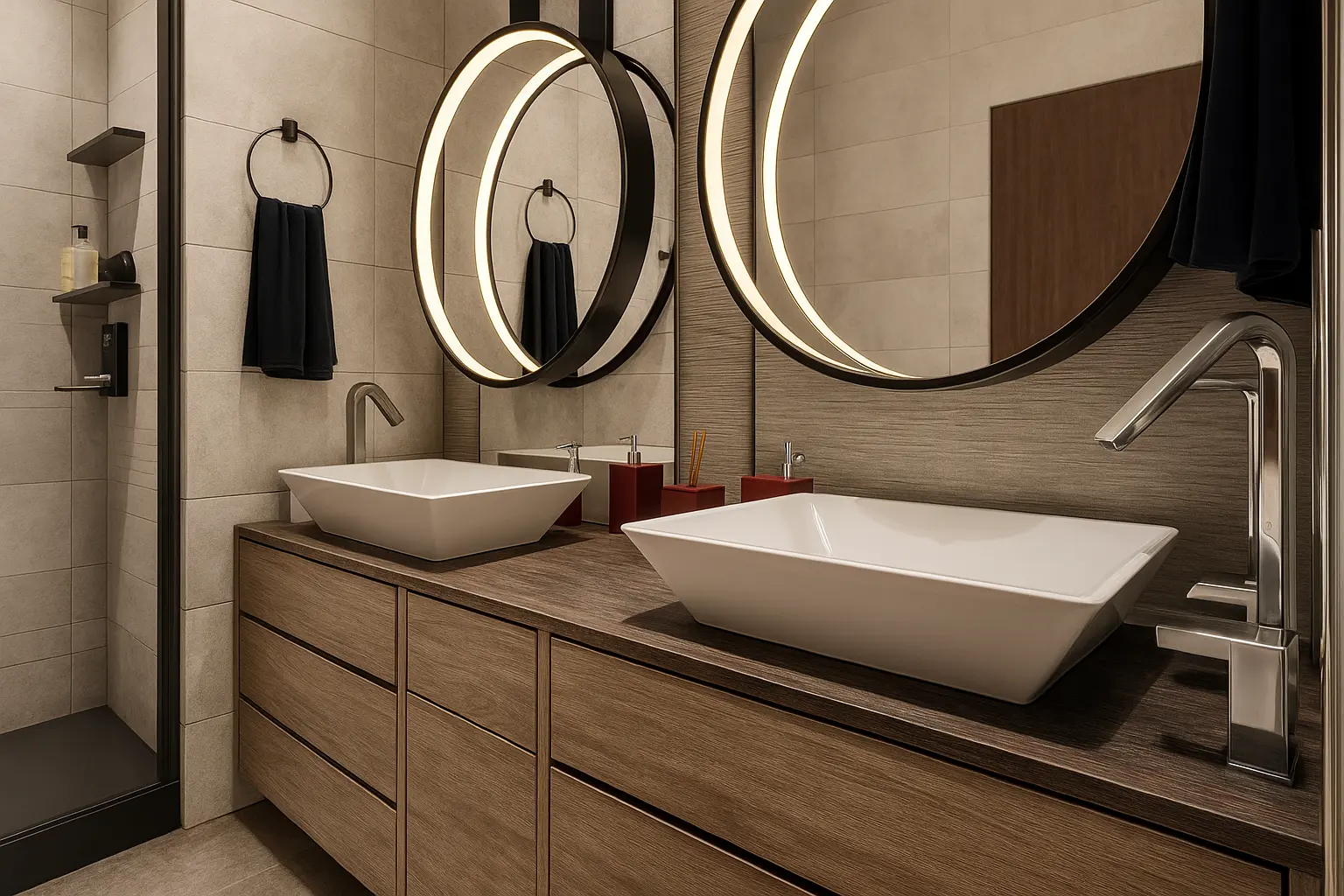 alt=&#34;Contemporary Kitchen with black and wood